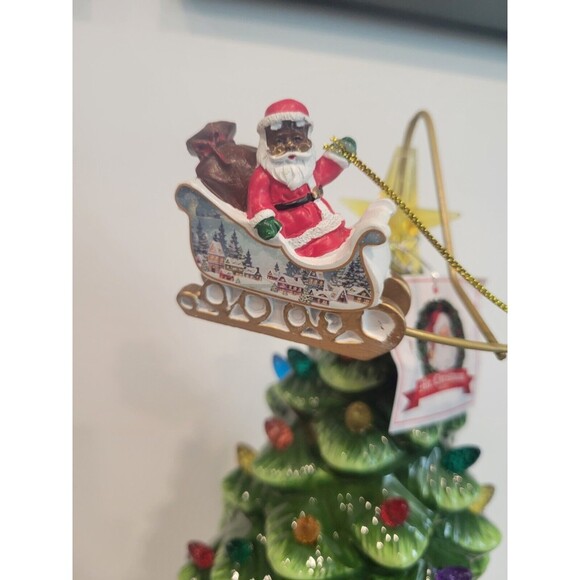 Mr. Christmas 16" Animated Ceramic Nostalgic Christmas Tree Rotating Black Santa - Picture 8 of 15